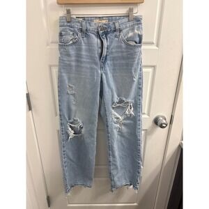 Levis Baggy Dad Jeans Womens 25 Light Wash Distressed Wide Leg Denim A2313-0004